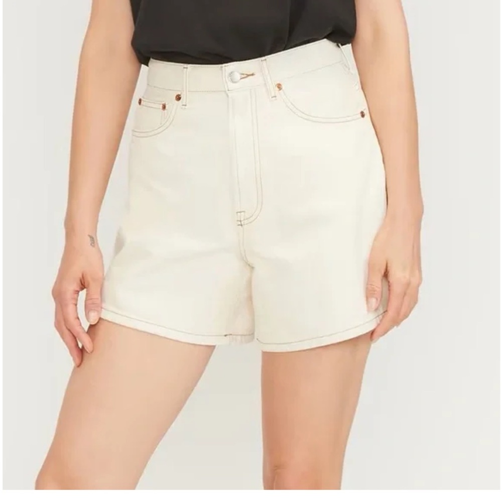 Everlane A Line Denim Shorts Ecru